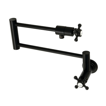 Kingston Brass KS4100BX Metropolitan Wall Mount Pot Filler, Matte Black KS4100BX